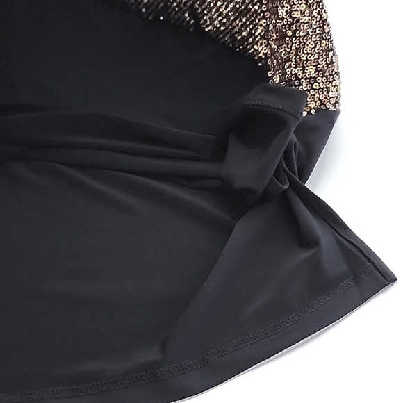 NWT Michael Kors Black Bronze Gold Sparkly Sequin Sleeveless V Neck Top Size L - Picture 3 of 9